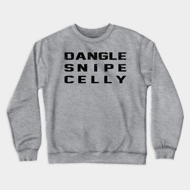 Dangle Snipe Celly Distressed Hockey Design Crewneck Sweatshirt by Bobtees